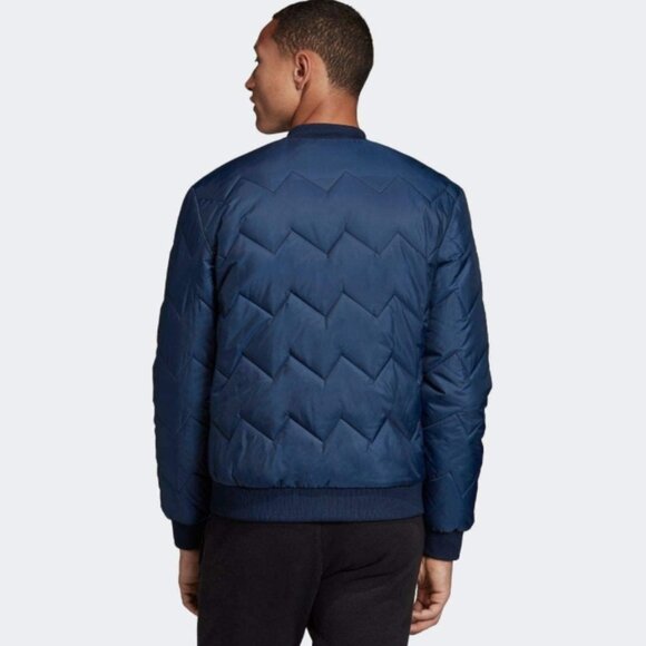 NWOT Adidas Unisex Navy Quilted Puffer Jacket with Logo Men Size S Women Size M - Picture 3 of 13